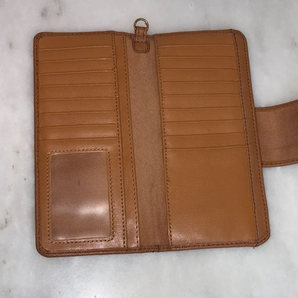 Fossil Wallet Leather Quinn Slim Wristlet Clutch Bi-Fold Pebbled Leather Wallet